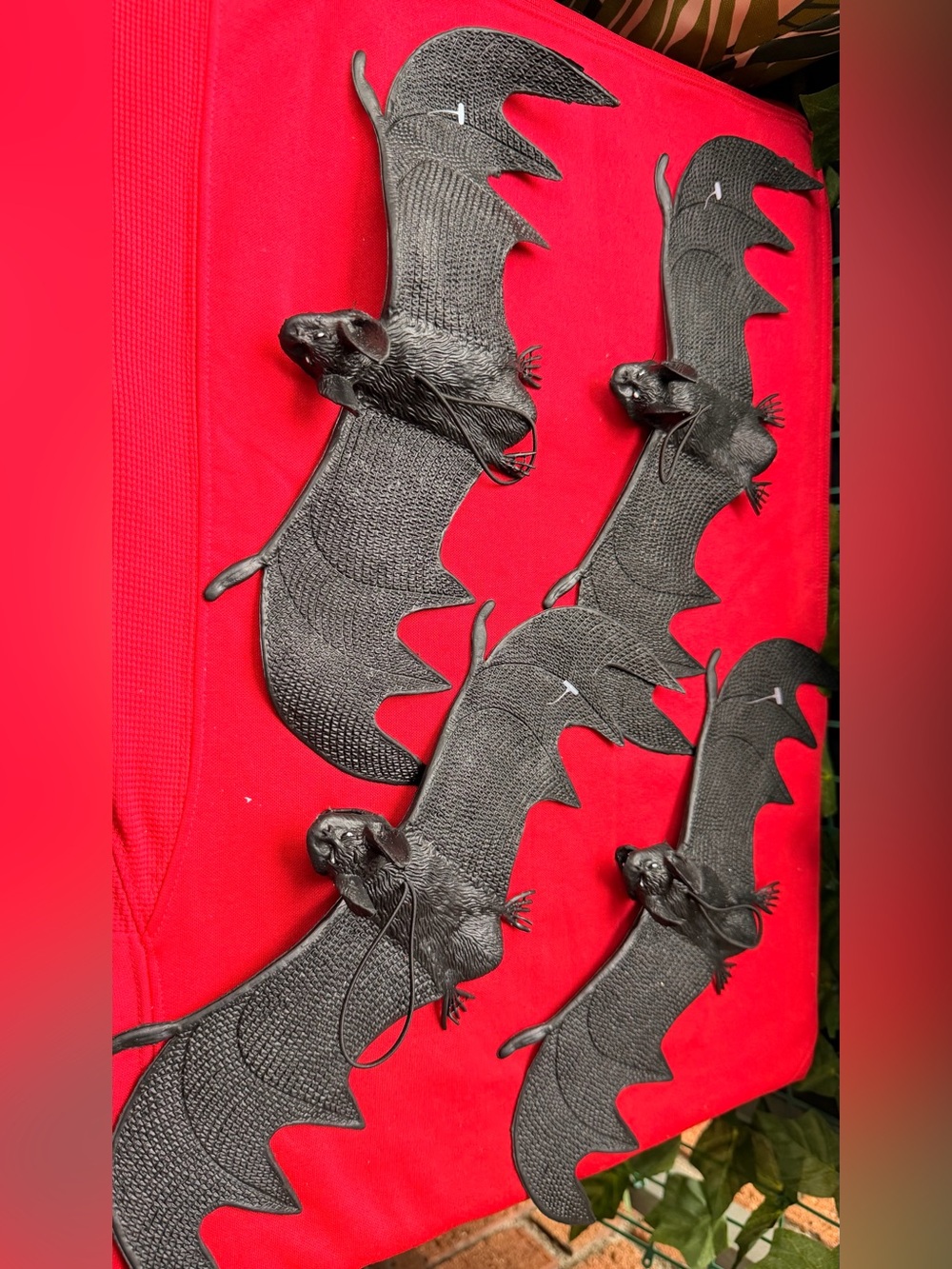 Black Decorative Flying Bat Wall Accent - Set of 4